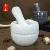 Prensa de ajo de mármol natural, mortero de piedra para uso doméstico, machacador de ajo, picador de ajo, prensa de ajo, recipiente para triturar, mortero de ajo