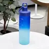 Garrafa de água fitness personalizável para atividades ao ar livre, 600ml, acabamento fosco, com marcações, design de copo espacial, adequada para estudantes carregarem.
