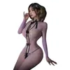 Body de Red Calada Talla Grande, Atuendo Sexy de Malla, Tentación que No se Quita, Body Transparente Desgarrable con Entrepierna Abierta, Medias de Red que No se Quitan