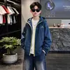 Chaqueta con capucha para niño, nueva chaqueta holgada estilo coreano para primavera y otoño, top casual de moda para niños mayores, estilo otoñal moderno