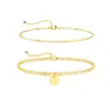 Tobillera con Colgante de 26 Letras en Forma de Disco para Comercio Exterior Transfronterizo Moda Moderna Estilo Simple Casual Cadena Doble para Tobillo para Mujeres 2026