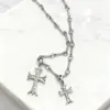 Colar Cruz de Diamante Estilo High Street Hip-Hop Europeu e Americano Design de Nicho Ins Estilo Elegante Colar de Luxo Acessível