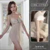 Sueño de Montaña de Primavera Lencería Sexy Tallas Grandes Camisón Atrevido con Abertura Frontal Malla Transparente Ropa de Dormir Seductora