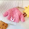 Chaqueta Acolchada de Algodón para Niñas Otoño e Invierno, Marca Trendy Infantil Elegante, Lindo Oso Fresa Abrigo Grueso de Algodón Ropa de Abrigo