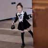 Vestido Feminino Estilo Hepburn Francês Primavera e Outono Novo Estilo Infantil Estilo Preppy Menina Princesa Elegante Vestido Preto Pequeno