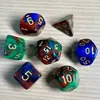 Juego de Dados Poliedros D&D con Patrón de Mármol, Color Mixto Transparente D4D6D8D10D12D20 Caras, Coc, Juego de Mesa, Juego de Siete Piezas