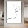 Pintura decorativa para sala de estar de personaje abstracto de una sola pincelada, pared de fondo de sofá moderna y simple, pintura de suelo, pintura colgante para porche
