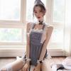 Chaomu lencería sexy cosplay pasión tentación delantal de sirvienta lindo traje de bolsillo en el vientre de electrocardiograma