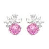 Argola de Prata S925 Moda Pequena e Delicada Flor de Diamante Brilhante Corte Rosa Brincos de Nicho Exquisitos Alto Padrão Elegantes Versáteis