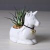 Suministro Transfronterizo Jardinería Maceta Pequeña de Porcelana Blanca Simple de Dibujos Animados Cerámica Creativa Unicornio Escritorio Juego de Flores en Maceta