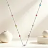 Collar Minimalista Francés Transfronterizo, Diseño de Nicho con Diamantes y Diamantes Mixtos, Cadena para Clavícula, Collar de Alta Gama, Joyería de Acero Inoxidable para Mujer