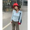 Foto Real # Camisa Polo Blanca para Mujer, Nuevo Estilo 2026, Corte Ajustado, Ceñida a la Cintura, Top de Principios de Primavera, Manga Larga, Otoño.