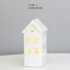 Casa de Cerâmica com Recortes Luz de Natal LED Casa de Velas Decoração de Casa Artesanato Estilo Escandinavo Enfeites de Mesa