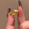 Pulsera de Oro con Piedra Ojo de Gato de Venta Directa para Mujer, Oro de Arena Vietnamita Genuino, Anillo de Lujo Ligero de Gama Alta, Nicho