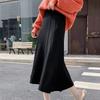 Saia de malha feminina outono e inverno cintura alta de comprimento médio A- linha saia de lã 2023 novo estilo coreano versátil saia de guarda-chuva grande balanço