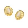 Pendientes de acero inoxidable con textura redonda irregular e incrustaciones de piedra natural, de lujo ligero, alta calidad, titanio, exclusivos transfronterizos, para mujer