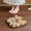 Meias-pantufas Femininas Retro com Tiras Cruzadas, Bico Fechado e Solado Grosso, Moda Verão 2025, Sapato Slip-On Oco para Exterior