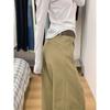 Jeans Cáqui Retrô Americano de Cintura Alta e Perna Larga para Mulheres 2025 Primavera Novo Solto Emagrecedor Caimento Calças Compridas