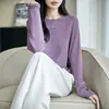 Suéter de Punto Fino Sin Costuras para Mujer Otoño 2026 Nuevo Suave y Amigable con la Piel Manga Raglán Hombro Descubierto Cuello Redondo Holgado Superior Moderno