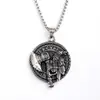 Colgante Vintage de Acero Inoxidable Adecuado para Hombres y Mujeres, Collar de Cuervo Vikingo de Doble Cara para Alivio del Dolor de Estómago