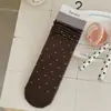 Calcetines de media pantorrilla para mujer, otoño e invierno, diseño simple de bloques de color y lunares, estilo coreano, calcetines con volantes, estilo retro ballet, calcetines de algodón sin costuras