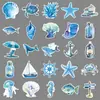 50 adesivos de grafite oceano azul personalizados de desenho animado transfronteiriços estilo aquarela pequeno e fresco adesivos decorativos para copo d'água celular