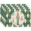 Individual de poliéster 2025 Recién llegado Individual de lino estampado Frontera Cross-TEMU Fiesta navideña Decorativo Antimanchas Aislante del calor Mantel individual