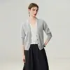 2026 Nuevo Cárdigan de Cachemira con Cuello en V para Mujer, Falso Dos Piezas, Adelgazante, Capa Base para Superponer, Botones, Bloque de Color, Ropa de Abrigo Cálida