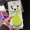 Soporte de Lanyard de Frutas Adecuado para Teléfono Apple 17 Pro Max iPhone 16 Pro Funda de Teléfono con Ventana en Forma de Corazón