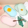 Bandeja de Plástico Macaron de Lujo Ligero Europeo Bandeja Oval para Té Celebridad de Internet Posavasos para Taza de Café Plato para Frutas y Postres