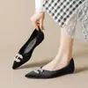 Zapatos Planos de Punta Fina Weiwei Girl 525-3 para Mujer, Nuevos Zapatos Planos de Terciopelo con Pedrería de Primavera, Zapatos de Boca Baja, Zapatos de Talla Grande para Mujer