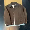 Chaqueta para Hombre Color Café-Marrón Vintage Estilo Old Money, Marca de Tendencia Otoñal, Chaqueta de Piloto Americana de Alta Gama con Parches a Cuadros