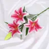 Lirio Artificial Impreso en 3D con 3 Cabezas de Flor Pequeñas y 1 Capullo, Adecuado para Decoraciones de Bodas, Salones de Bodas y Decoración del Hogar