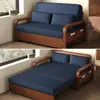 Sofá Cama, Cama de Siesta de Doble Propósito, Sofá Cama Estilo Chino Retro, Cama Plegable de Cuero Encerado al Aceite, Multifuncional y Plegable