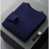 Novedad Otoño/Invierno Primera Línea Ropa Lista para Usar Suéter para Hombre Cuello Redondo 100% Lana Pura Manga Larga Jersey Color Sólido Tejido Capa Base