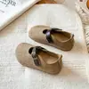 Sapatos de princesa para meninas em estilo retrô francês, sapatos infantis Birkenstock, sapatos baixos confortáveis de outono com sola macia, em couro, com tira de fivela