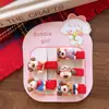 Novos Grampos de Cabelo de Algodão Vermelho de Segurança para Bebês Meninas, Design Fofo de Desenho Animado, Conjunto de 5 Grampos de Cabelo