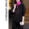 Conjunto Elegante de Trabalho Pesado com Strass Hotfix Feminino Plus Size Mulheres 2025 Novo Casual Estilo Coreano Moderno Emagrecedor Conjunto Feminino de Duas Peças