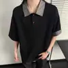 Camisa polo masculina de manga curta com gola 2026, camiseta de verão, camisa slim-fit estilo coreano, camisa polo masculina em estoque