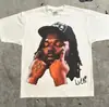 2024 Verão Elementos de Rua Moda Padrão Cabeção Estampado Camiseta Unissex Manga Curta Moda Gótica