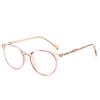 Fabricantes de monturas de gafas con película antiazul, venta al por mayor, monturas de gafas TR90 redondas con borde cruzado, 2253