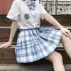 Falda plisada completa uniforme jk de una sola navaja falda de cuadros japonesa traje original auténtico camisa corta Haohai estilo universitario