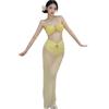 Traje de Baño Bikini de Tres Piezas Puramente Sensual Famoso en Internet para Chicas Hot de Pecho Pequeño, Impresionante Vestido Largo para Vacaciones en la Playa y Aguas Termales Marinas
