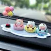Enfeites Criativos Fofos de Animais com Cabeça que Mexe para Carro Desenhos Animados Animais de Estimação Fofos Acessórios de Interior de Carro Enfeites Decorativos para Console Central de Carro Feminino