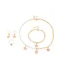 Conjunto de 4 Piezas de Nuevo Producto Transfronterizo Lindo Pulsera de Esmalte Flor Corazón Perla Anillo de Chica Estilo Ins Pendientes Cadena para Clavícula
