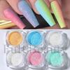 Nuevo brillo de uñas transfronterizo ins flash luminoso azul sirena polvo de azúcar DIY joyería de uñas al por mayor