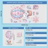 Decoraciones navideñas rosadas de Papá Noel gato globo de aire caliente guirnalda pegatina electrostática para puerta de cristal ventana de armario ambiente