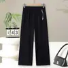 Calças Femininas para Meia-Idade e Idosas, Calças de Mãe, Calças Casuais Finas de Verão, Calças Retas Soltas com Caimento, Calças Cropped de Cintura Alta Plus Size
