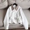 Primavera 2026 Estilo Nuevo Chaqueta Corta Holgada de Color Contrastante con Solapa Pequeña Cortavientos Cárdigan para Mujer Venta al por Mayor H15Gw98255