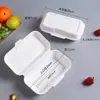 Caixa para cachorro-quente de polpa de papel, caixa de embalagem descartável, recipiente retangular para alimentos, sanduíche de croissant para levar, fabricante comercial de peça única